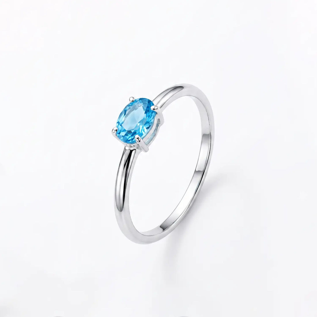 Blue Emerald-Cut Solitaire Silver Ring - Made With Pure 925 Silver