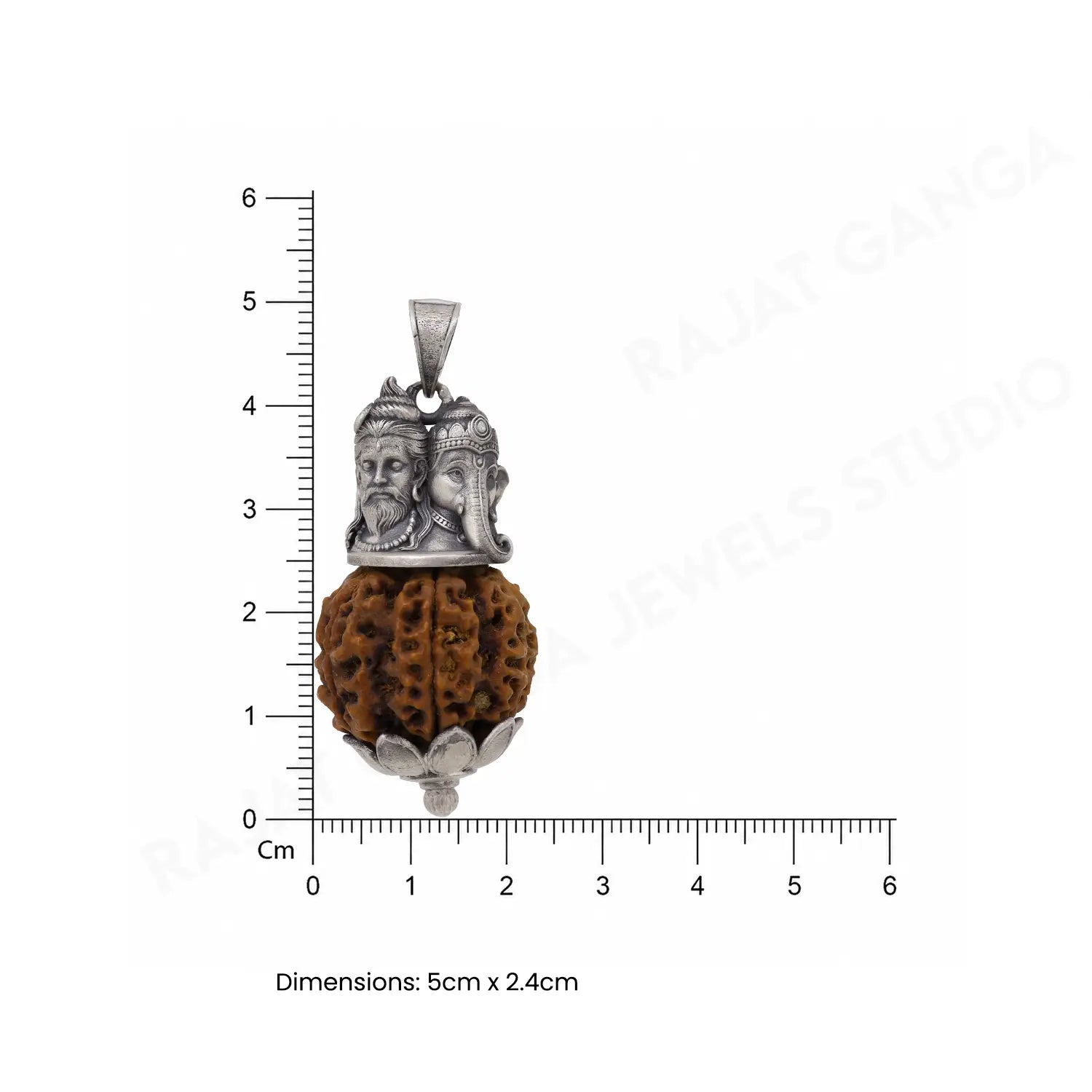 Divine Rudraksha Ganesha & Shiva Silver Pendant - Made With Pure 925 Silver
