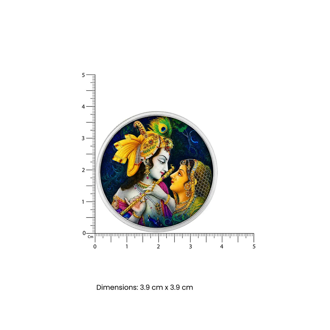 Divine Love Radha-Krishna Fine Silver Coin- Made With Pure 925 Silver