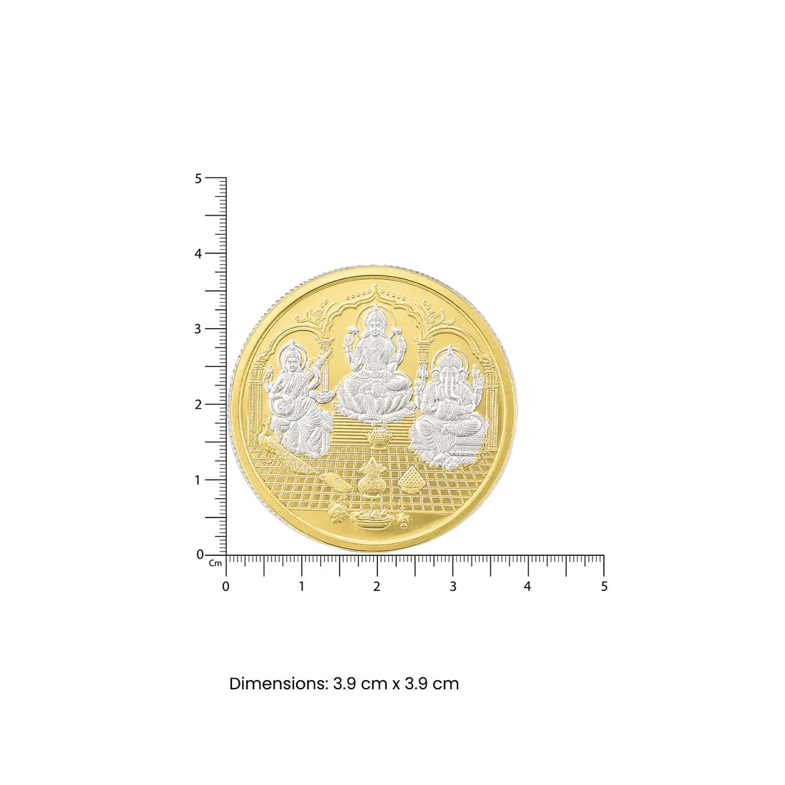 Lakshmi Ganesh Saraswati Gold-Plated Silver Coin - Made With Pure 925 Silver
