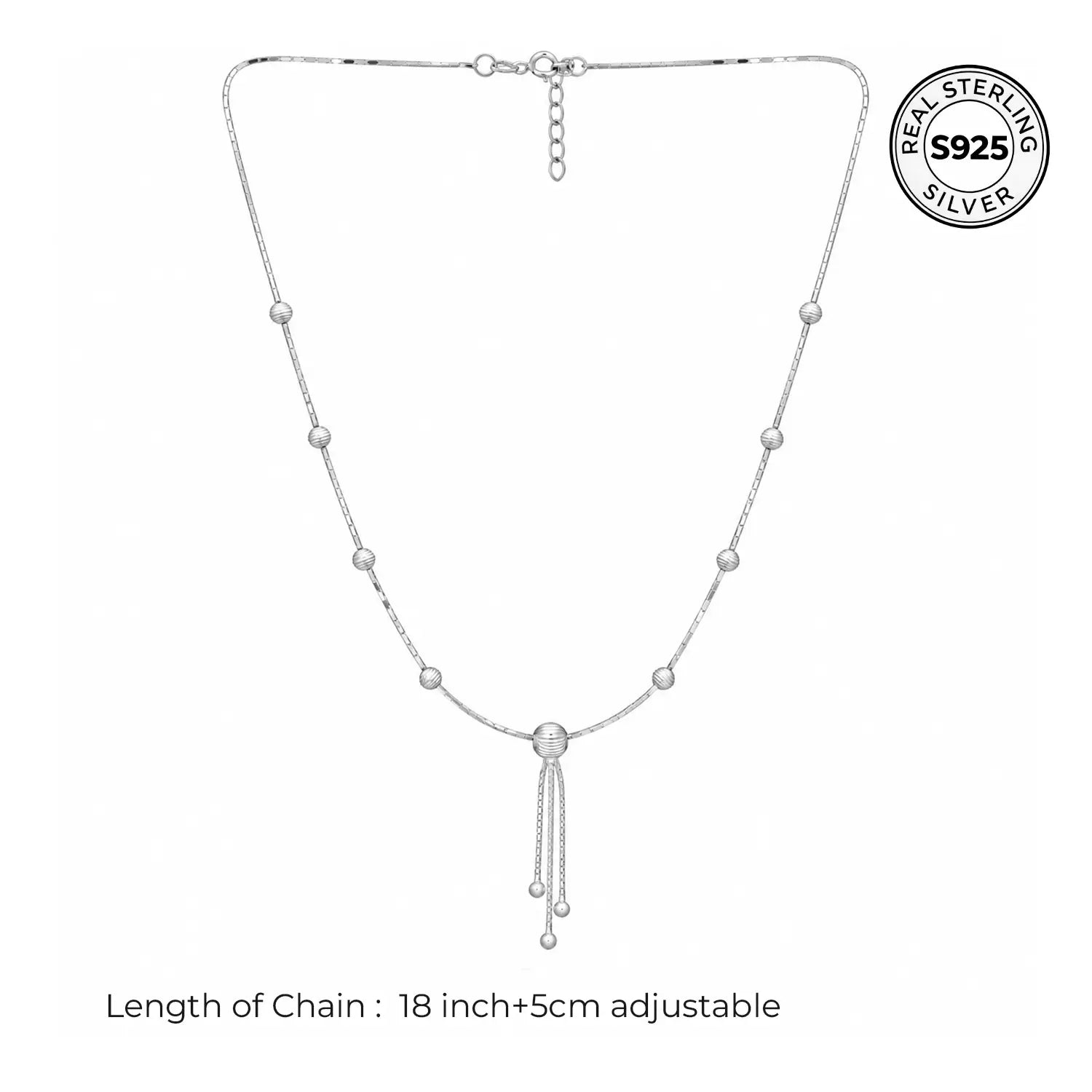Elegant Beaded Tassel Silver Chain - Made With Pure 925 Silver