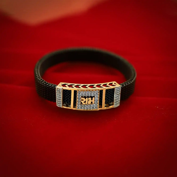 Men’s Bracelet with Gold-Toned “Ram” Motif- Made With Pure 925 Silver