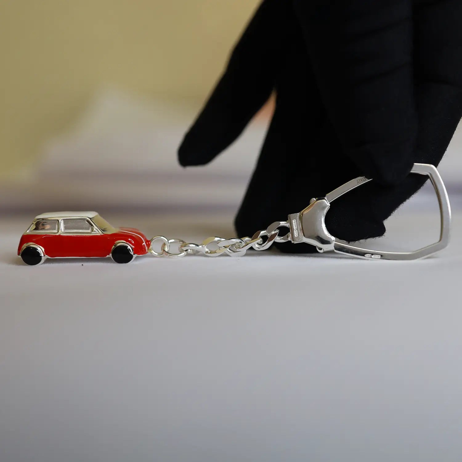 Red Car Pure Silver Keychain - Made With Pure 925 Silver
