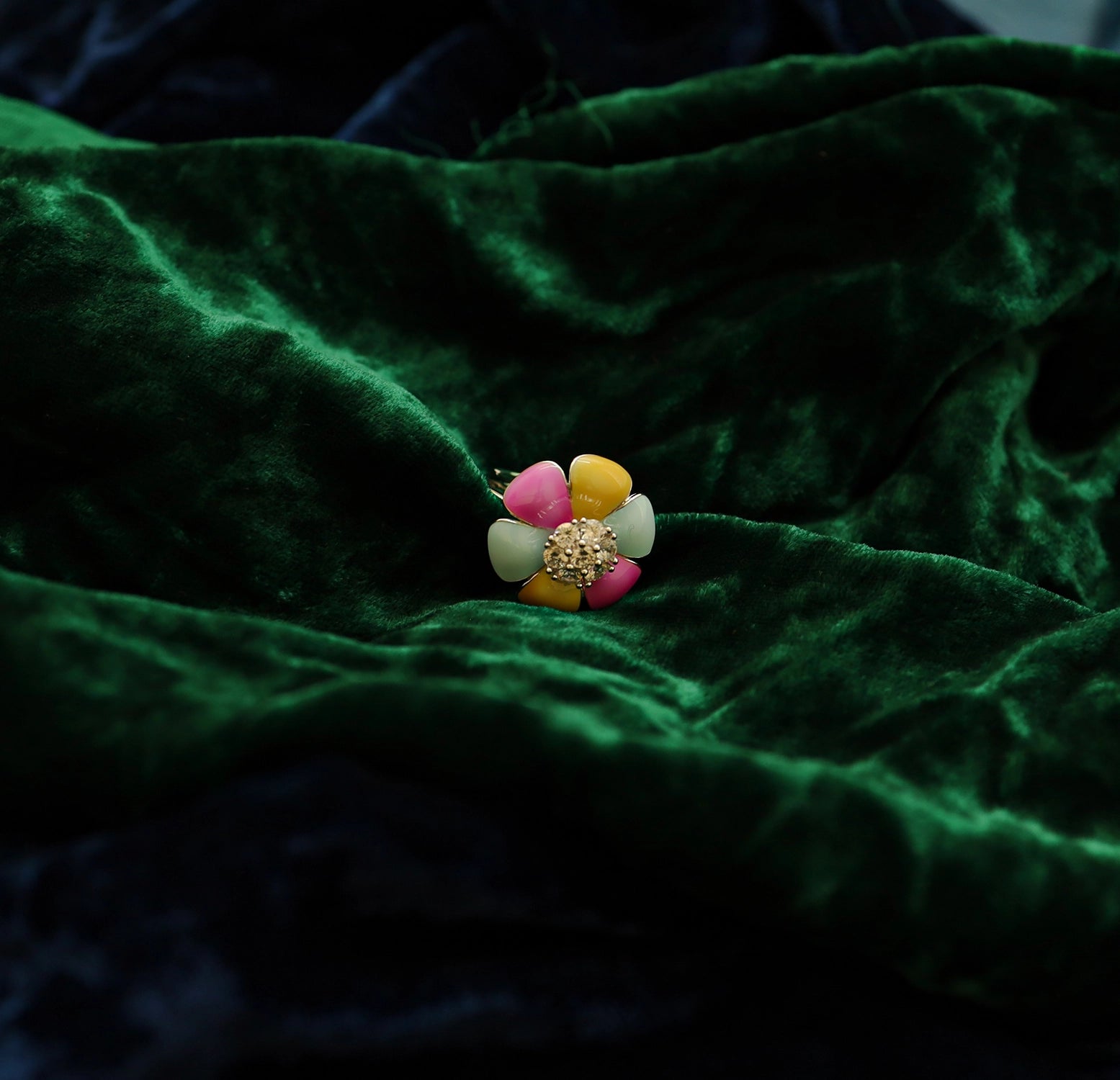 Colorful Floral Pure Silver Ring - Made With 925 Silver