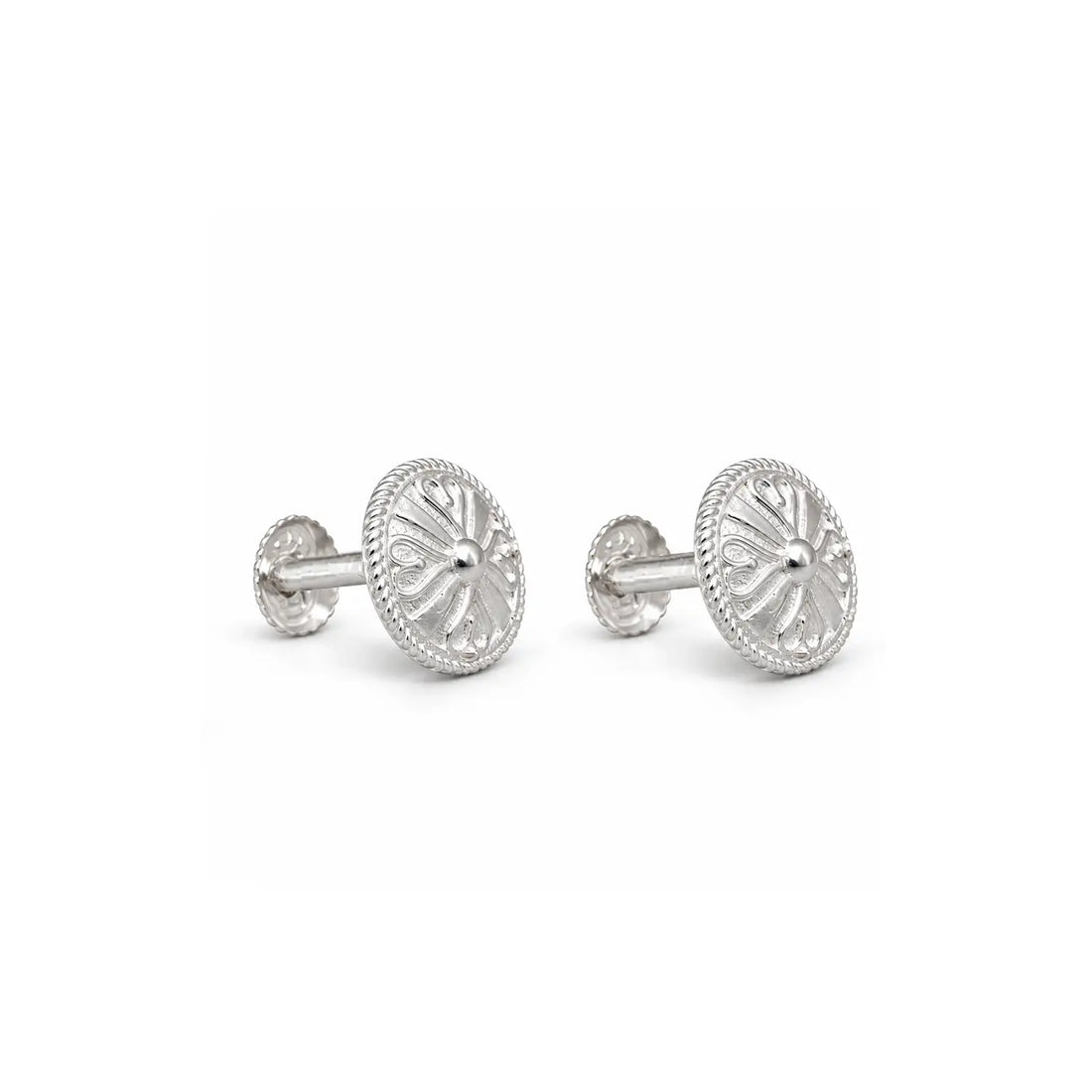 Elegant Round Filigree Silver Stud Earrings - Made With Pure 925 Silver