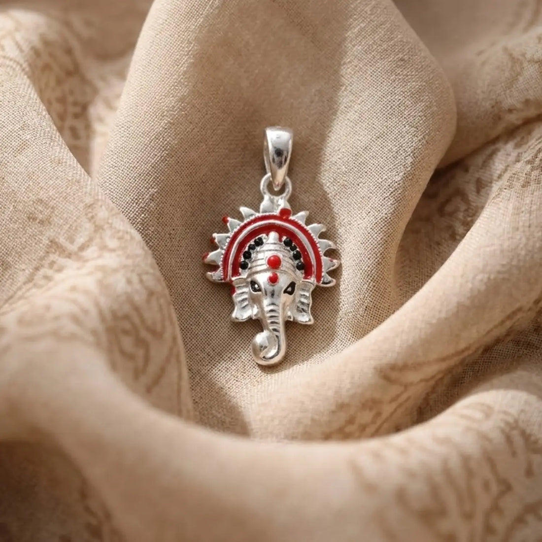 Divine Ganesh Design Pure Silver Pendant - Made With 925 Pure Silver