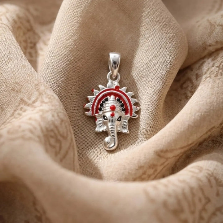 Divine Ganesh Design Pure Silver Pendant - Made With 925 Pure Silver