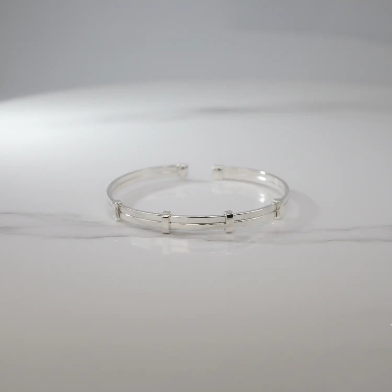 Sleek Bar-Detail Sterling Silver Cuff Bracelet - Made With Pure 925 Silver