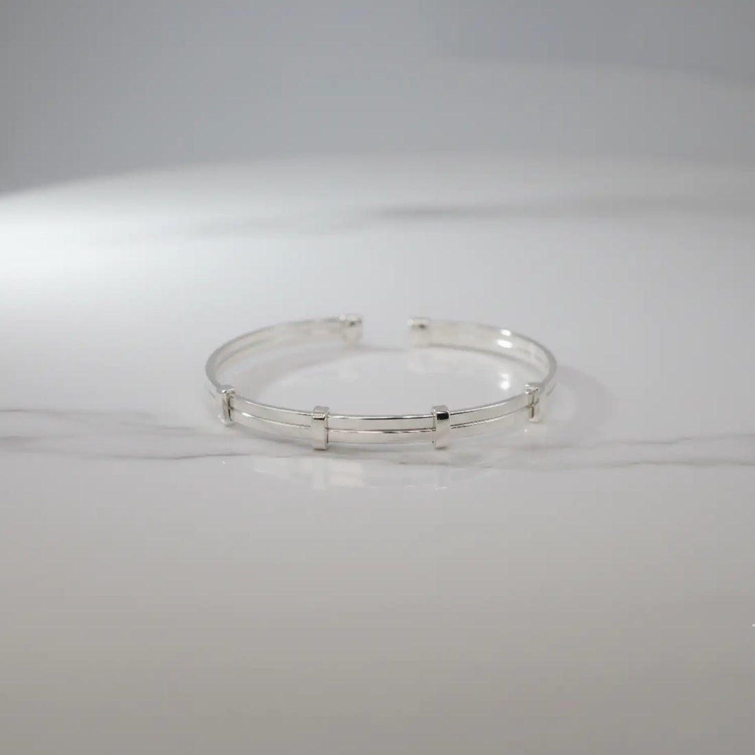 Sleek Bar-Detail Sterling Silver Cuff Bracelet - Made With Pure 925 Silver