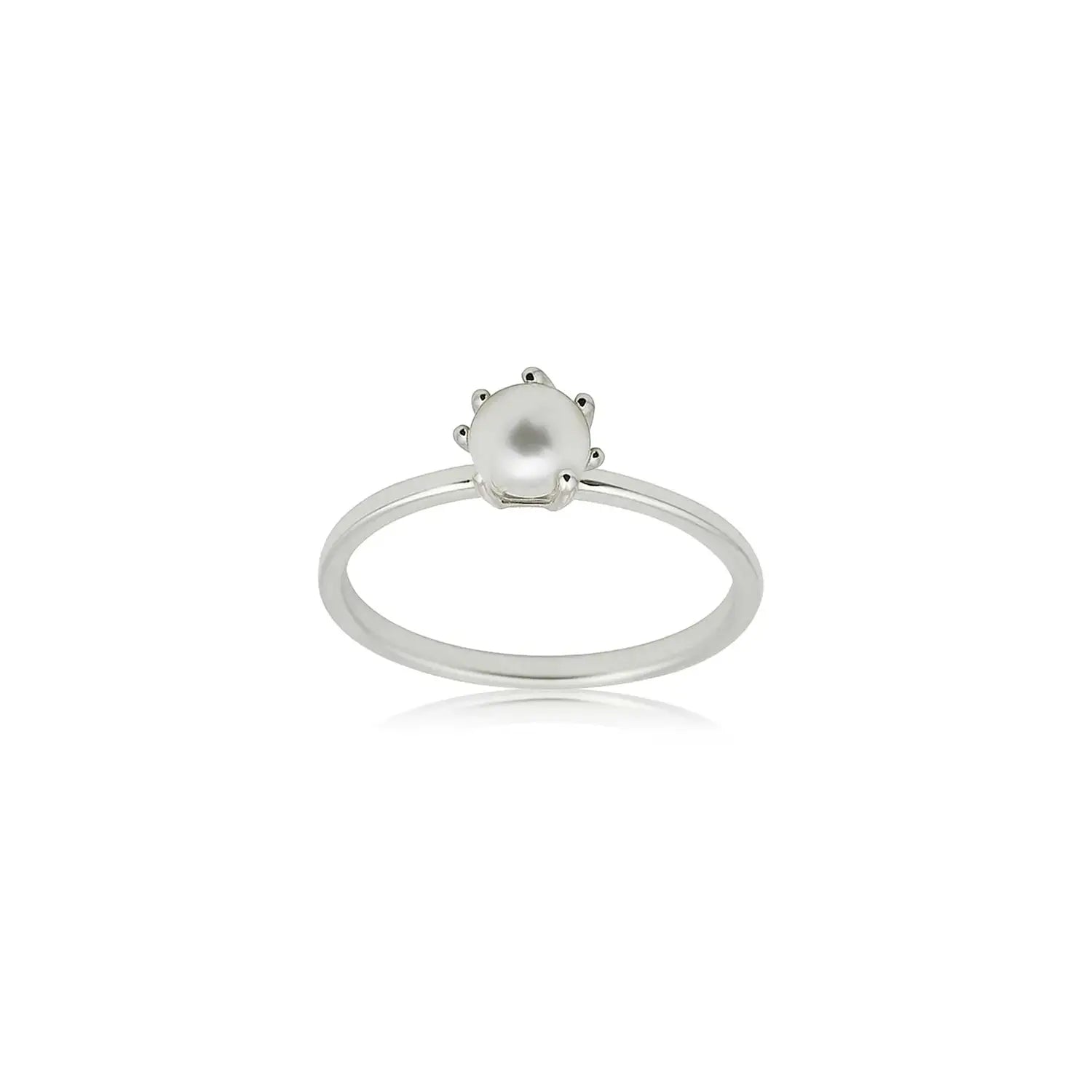Single Pearl Solitaire Silver Ring - Made With Pure 925 Silver