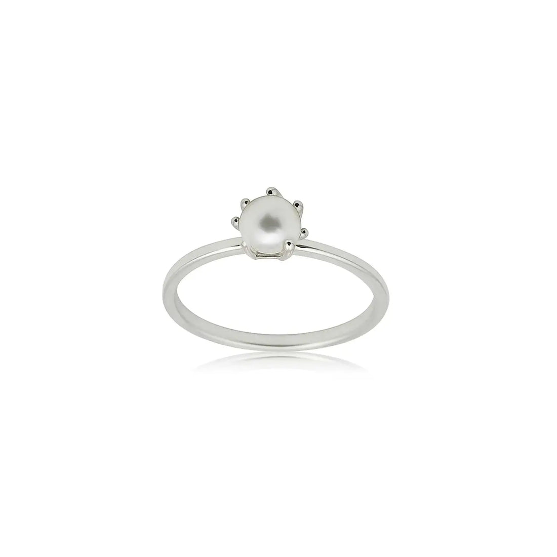 Single Pearl Solitaire Silver Ring - Made With Pure 925 Silver