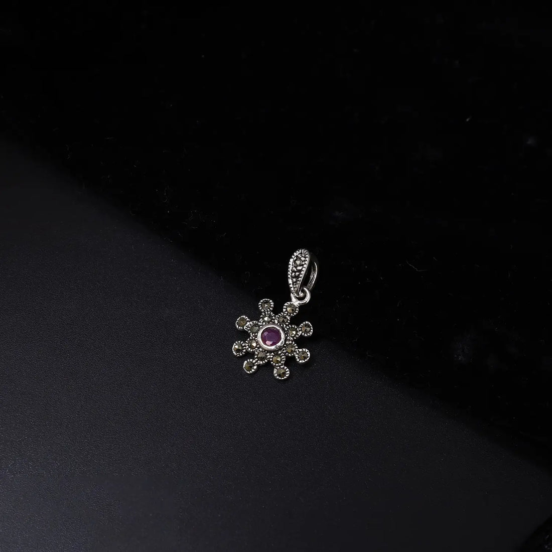 Vintage Ruby Floral 925 Silver Pendant Set - Made With Pure 925 Silver