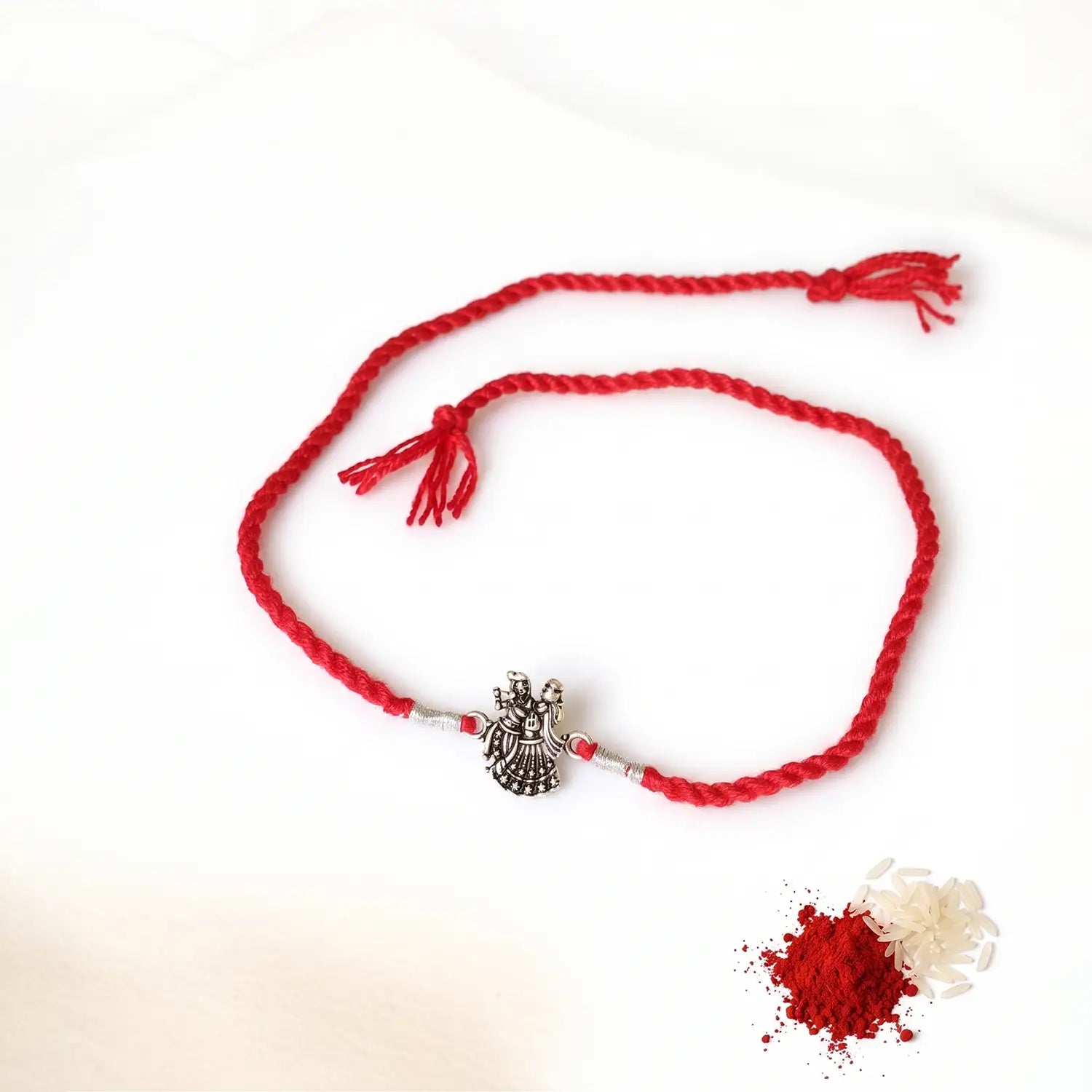 Eternal Radha Krishna Silver Rakhi - Made With Pure 925 Silver