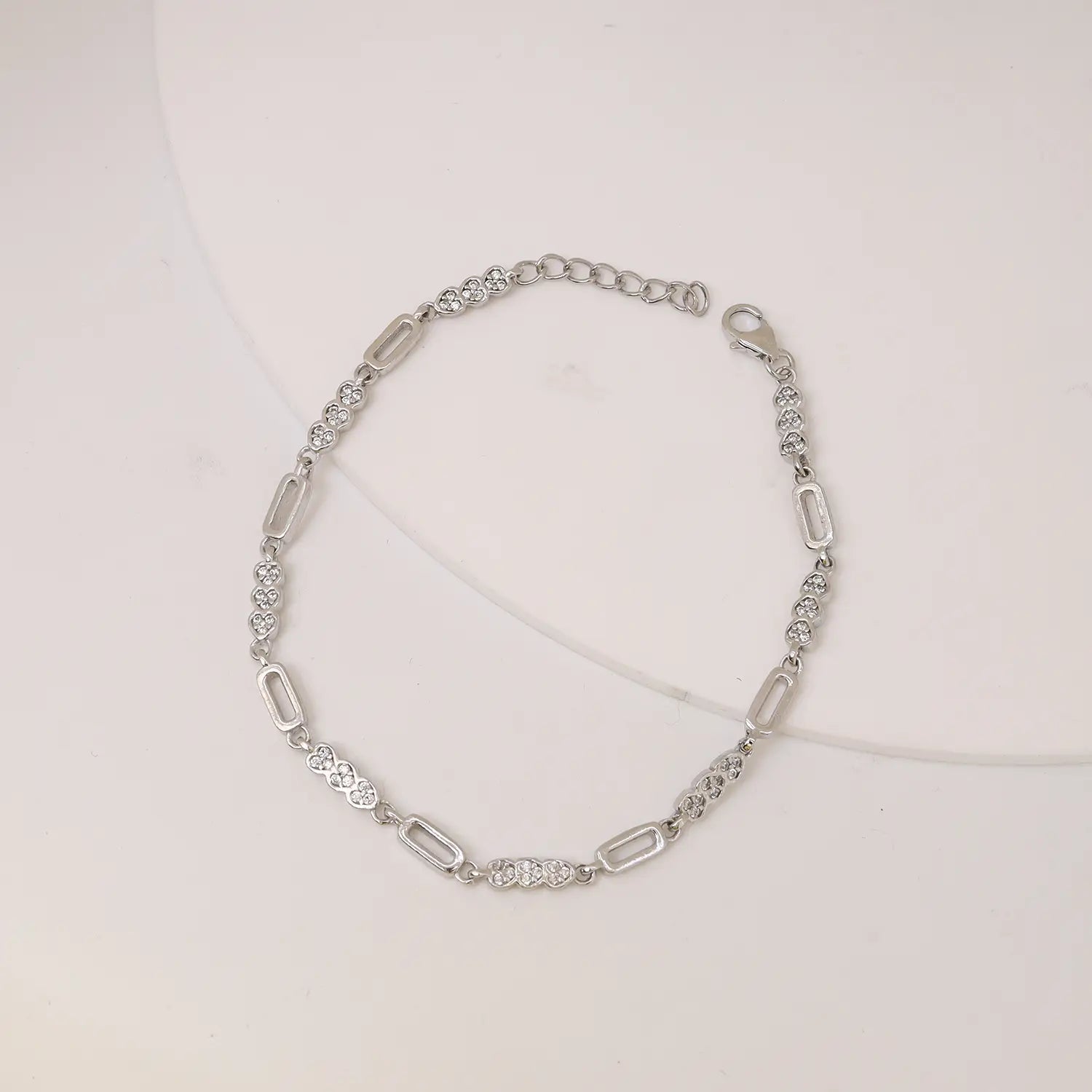 Elegant Link Style CZ Pure Silver Bracelet - Made With Pure 925 Silver