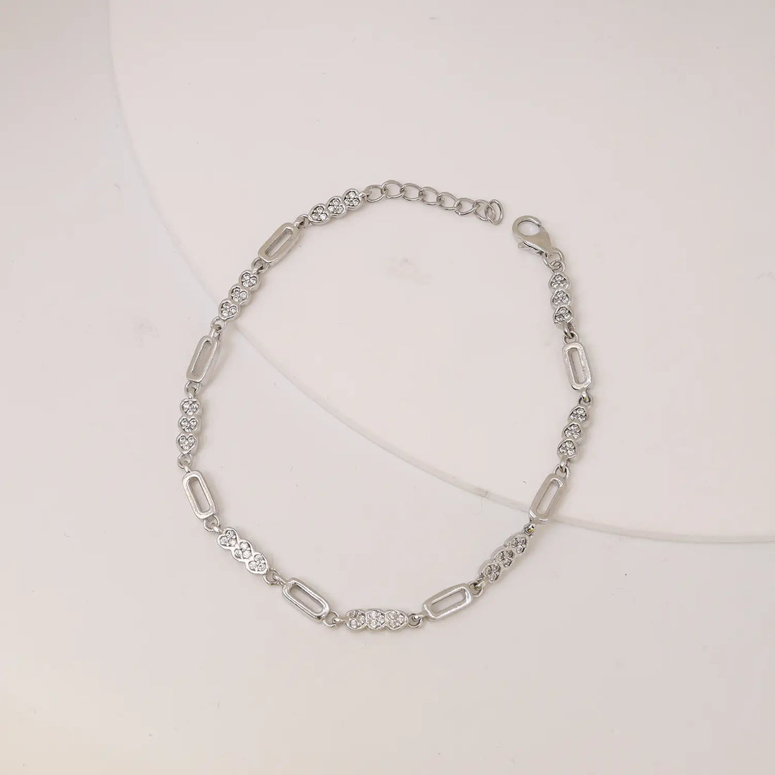 Elegant Link Style CZ Pure Silver Bracelet - Made With Pure 925 Silver