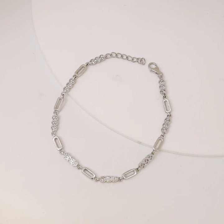 Elegant Link Style CZ Pure Silver Bracelet - Made With Pure 925 Silver