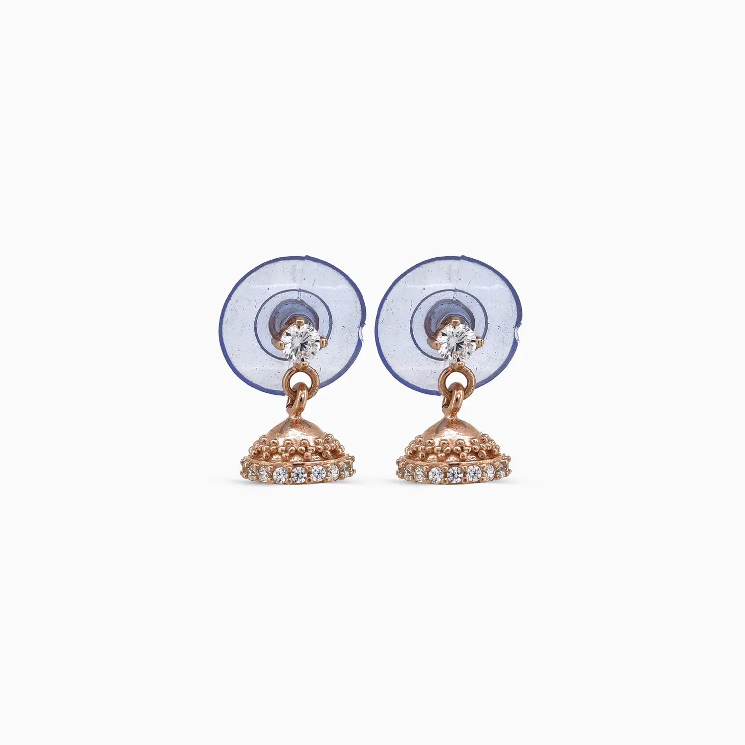 Classic Dome Rose Gold Silver Jhumki Stud Earrings- Made With Pure 925 Silver