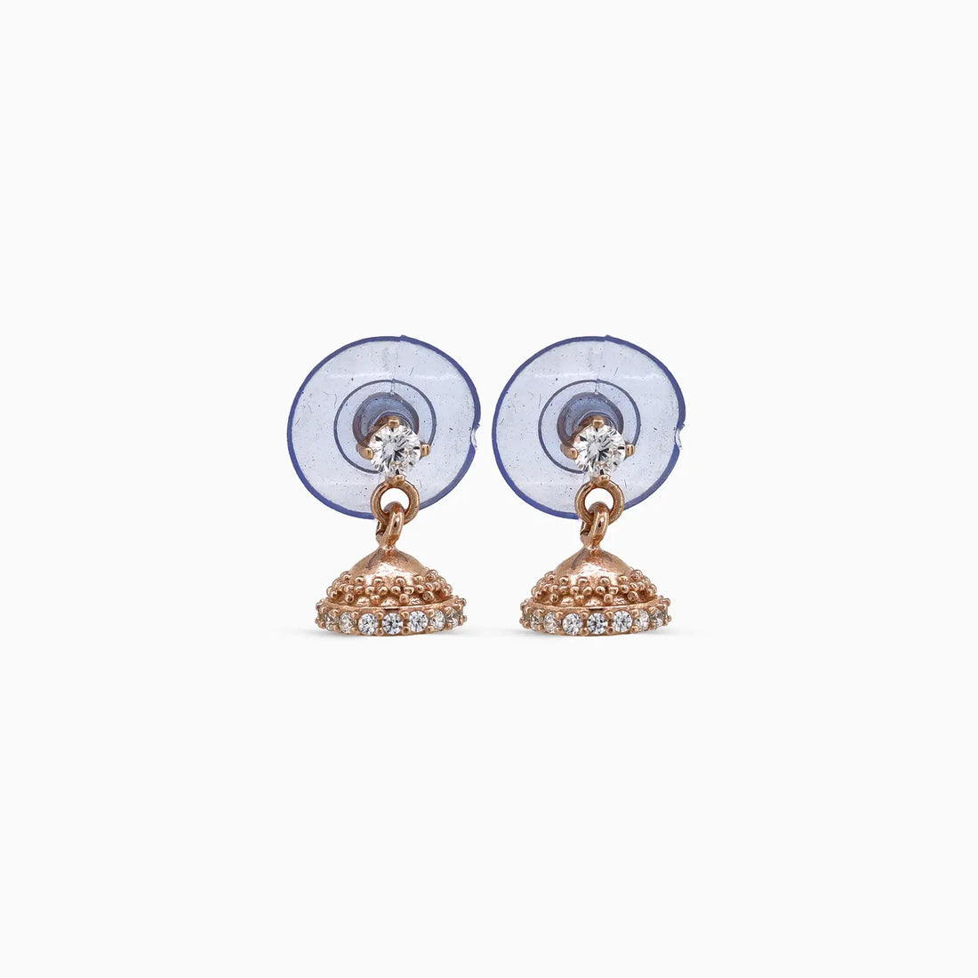 Classic Dome Rose Gold Silver Jhumki Stud Earrings- Made With Pure 925 Silver