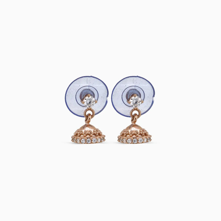Classic Dome Rose Gold Silver Jhumki Stud Earrings- Made With Pure 925 Silver