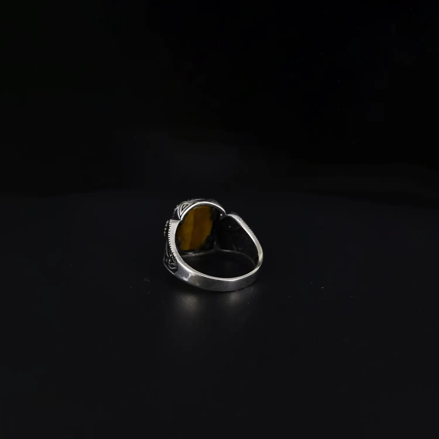 Pure Silver Tiger Eye Stone Ring - Made With Pure 925 Silver