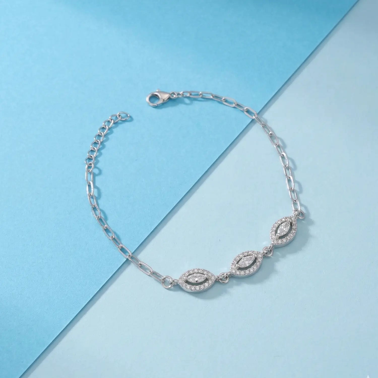 Elegant Marquise CZ Pure Silver Bracelet - Made With Pure 925 Silver