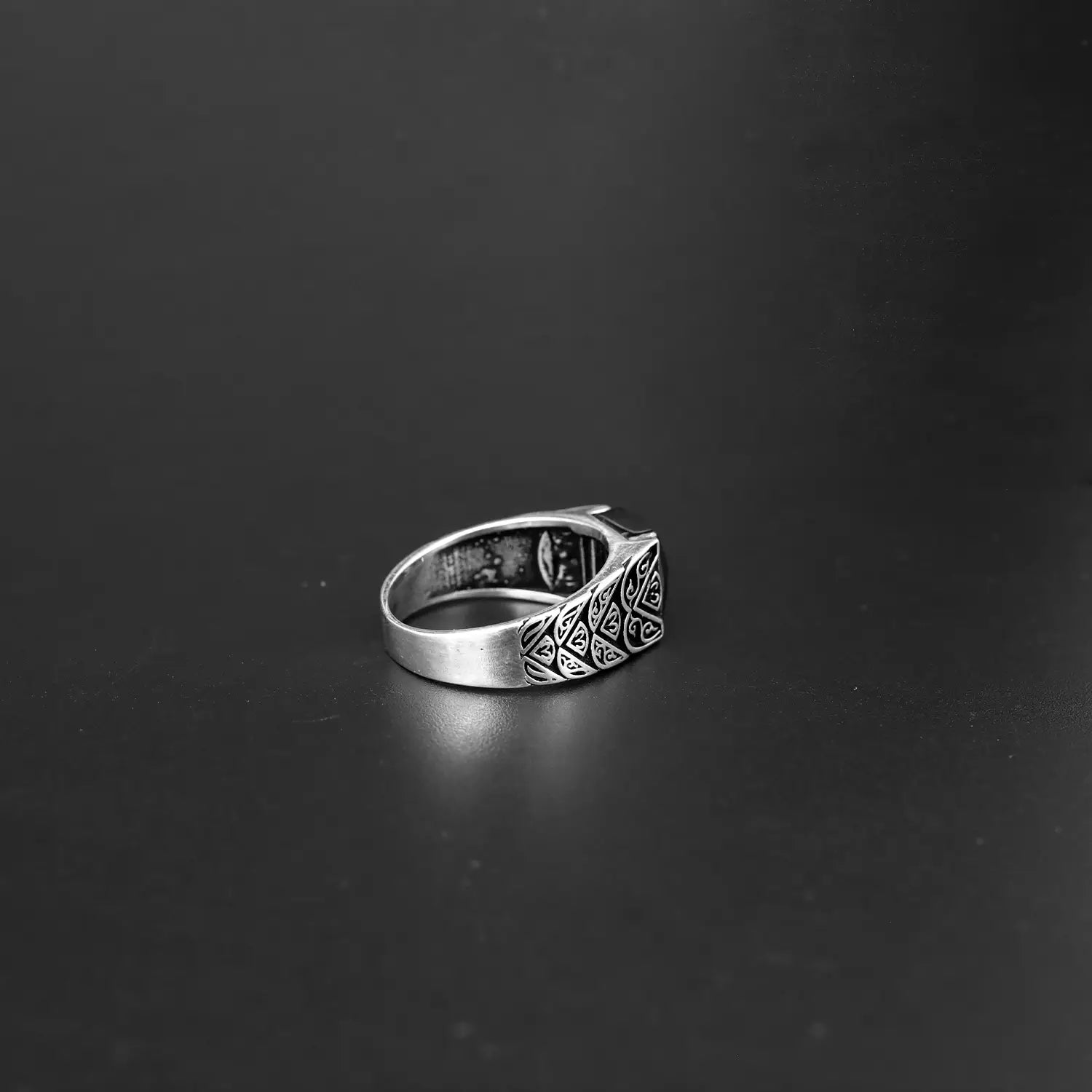 Oxidised Silver Ring with Black Stone - Made With Pure 925 Silver