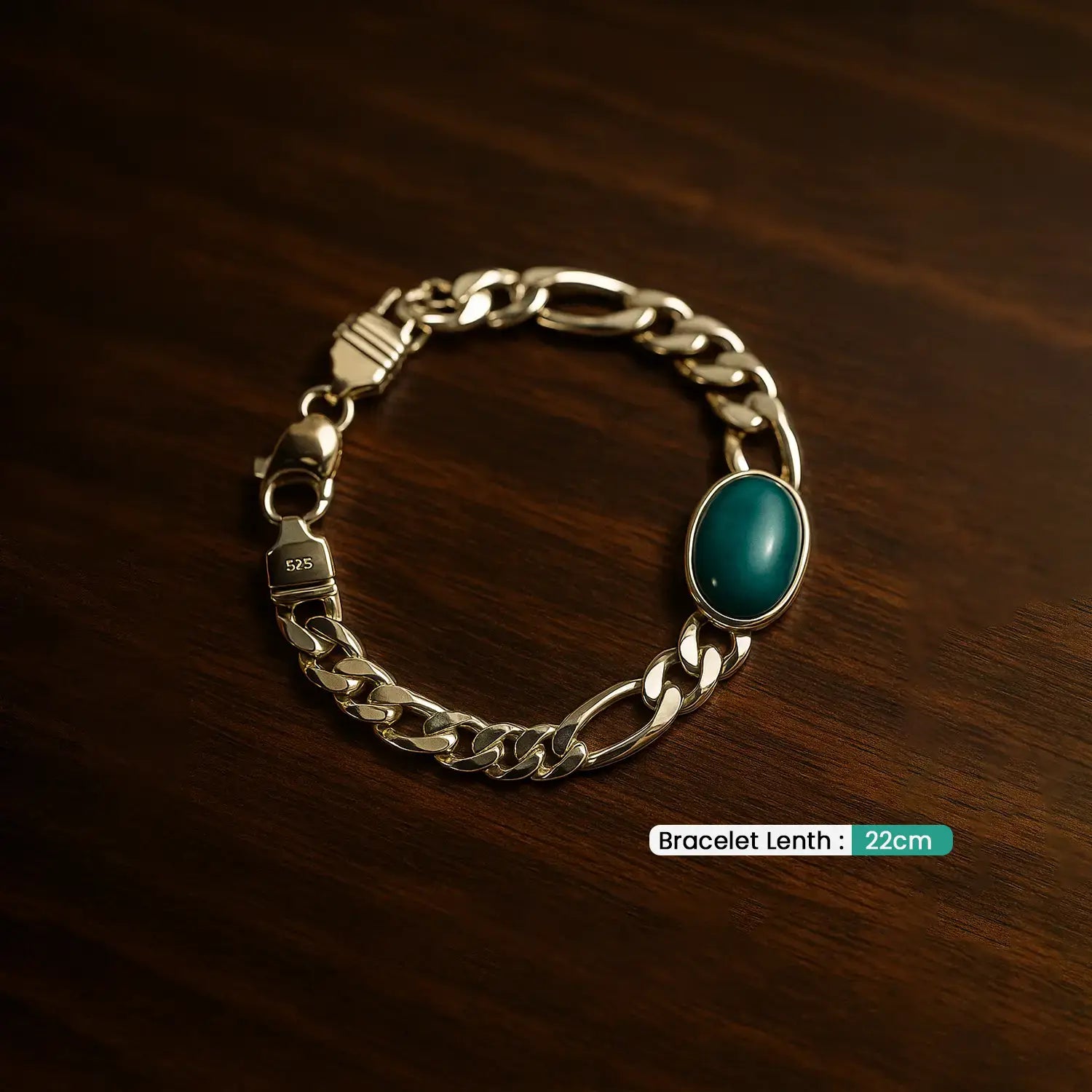 Pure Silver Teal Stone Bracelet - Made With Pure 925 Silver