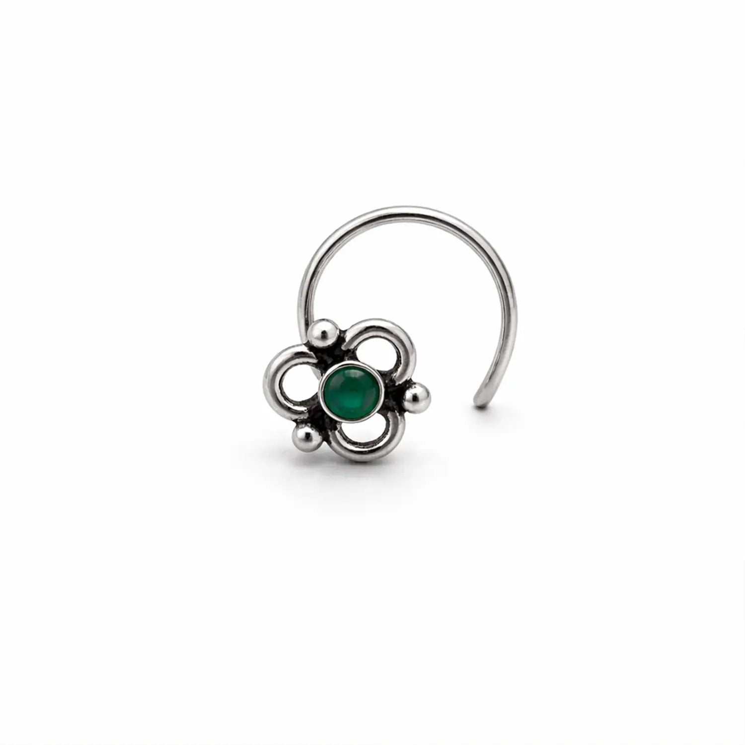 Intage Bloom Oxidised Silver Nose Pin- Made With Pure 925 Silver