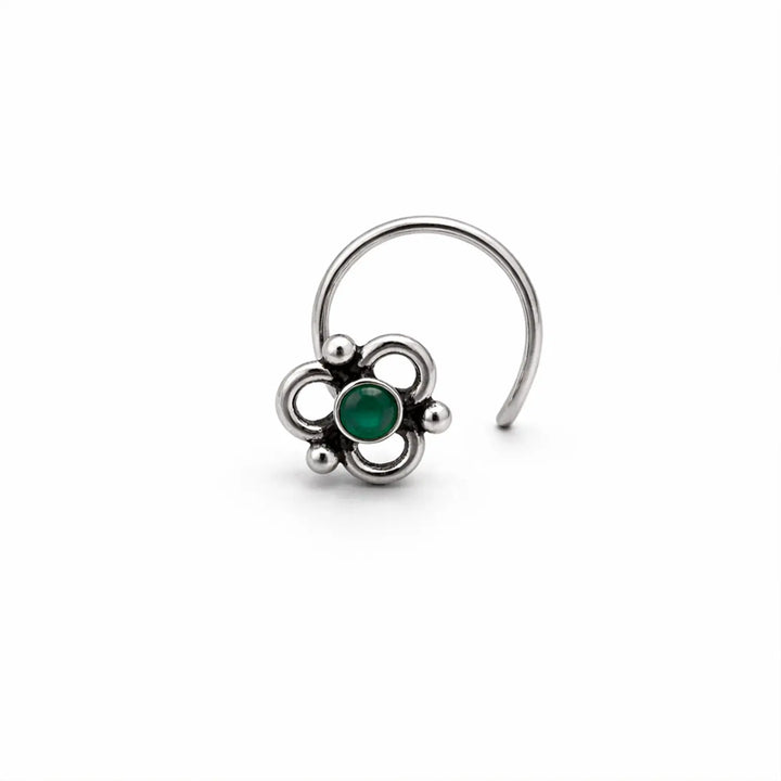 Intage Bloom Oxidised Silver Nose Pin- Made With Pure 925 Silver