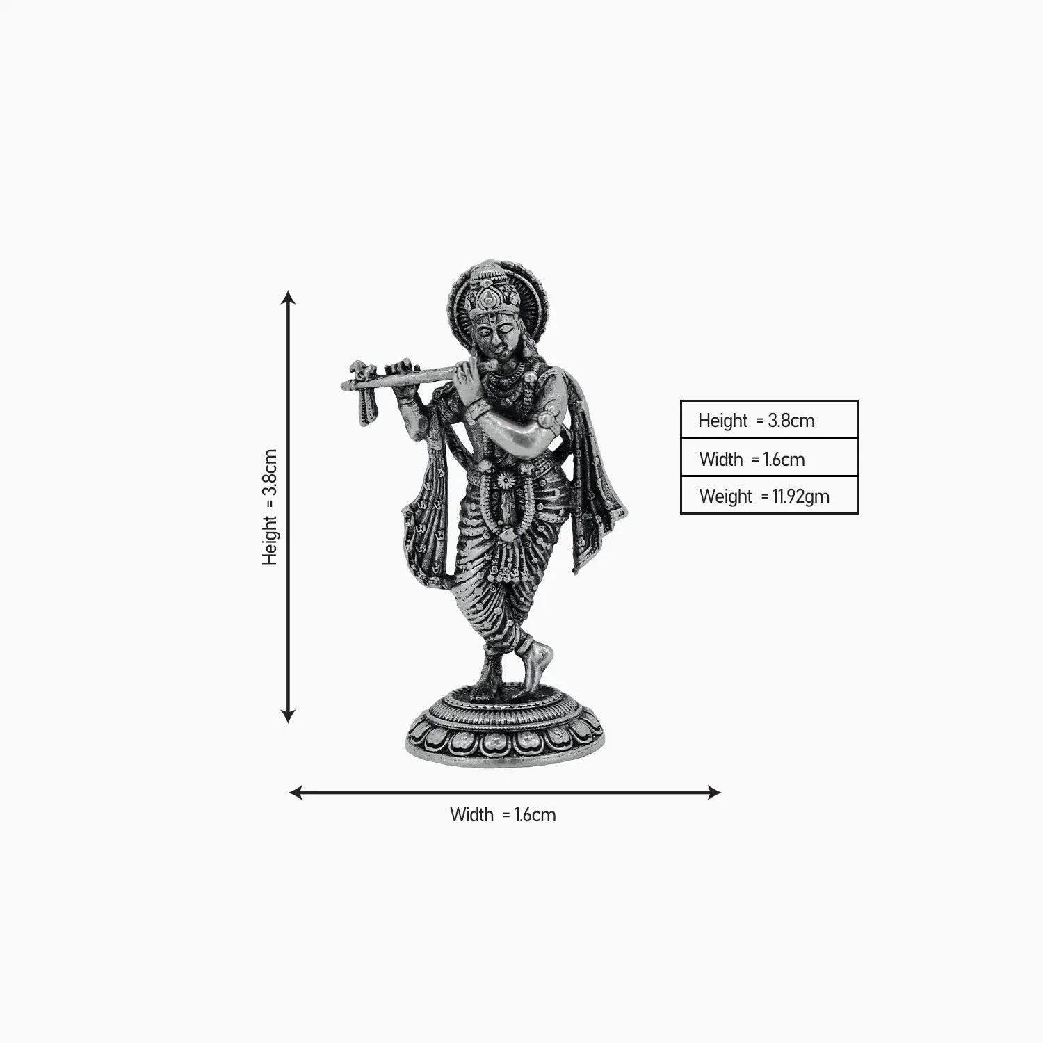 Antique Finish Pure Silver Lord Krishna Idol- Made With Pure 925 Silver