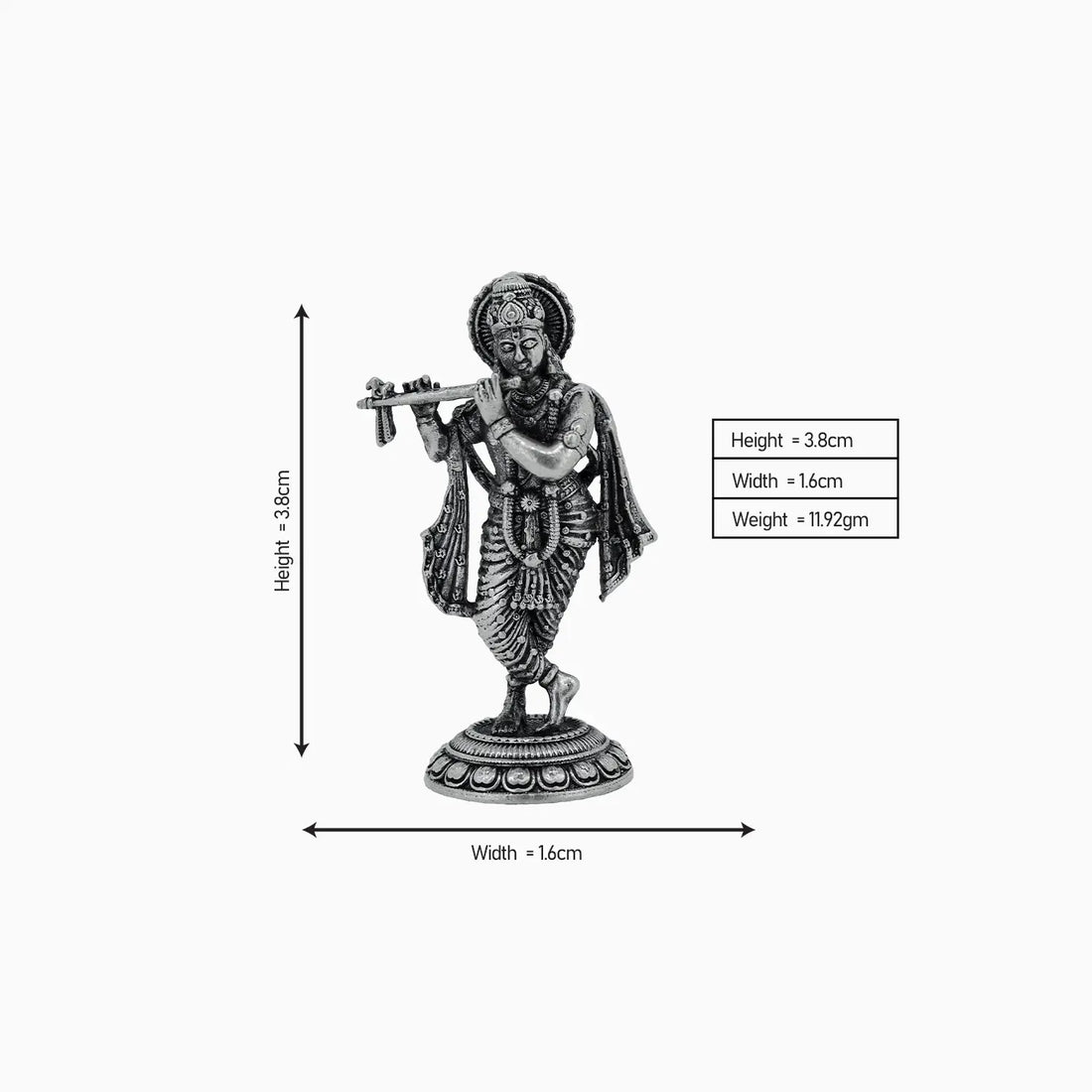 Antique Finish Pure Silver Lord Krishna Idol- Made With Pure 925 Silver