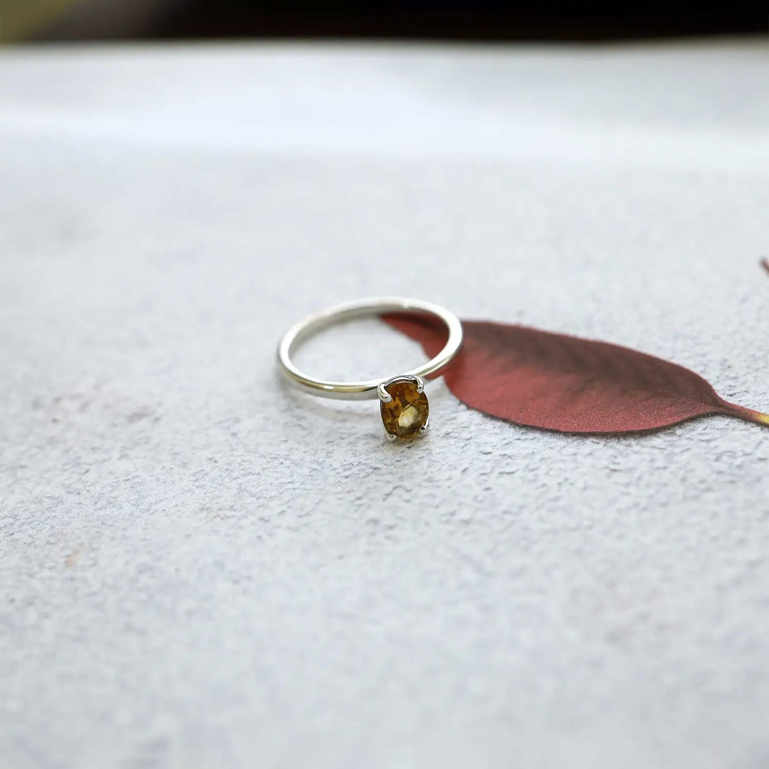 Pure Silver Minimalist Smoky Quartz Ring - Made With Pure 925 Silver