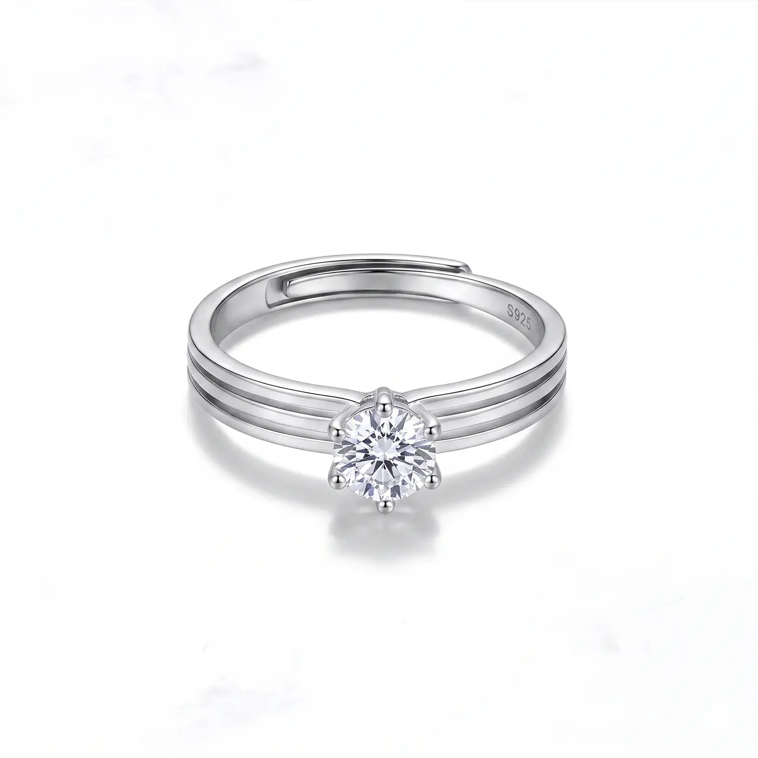 Classic Solitaire Sterling Silver Ring - Made With Pure 925 Silver