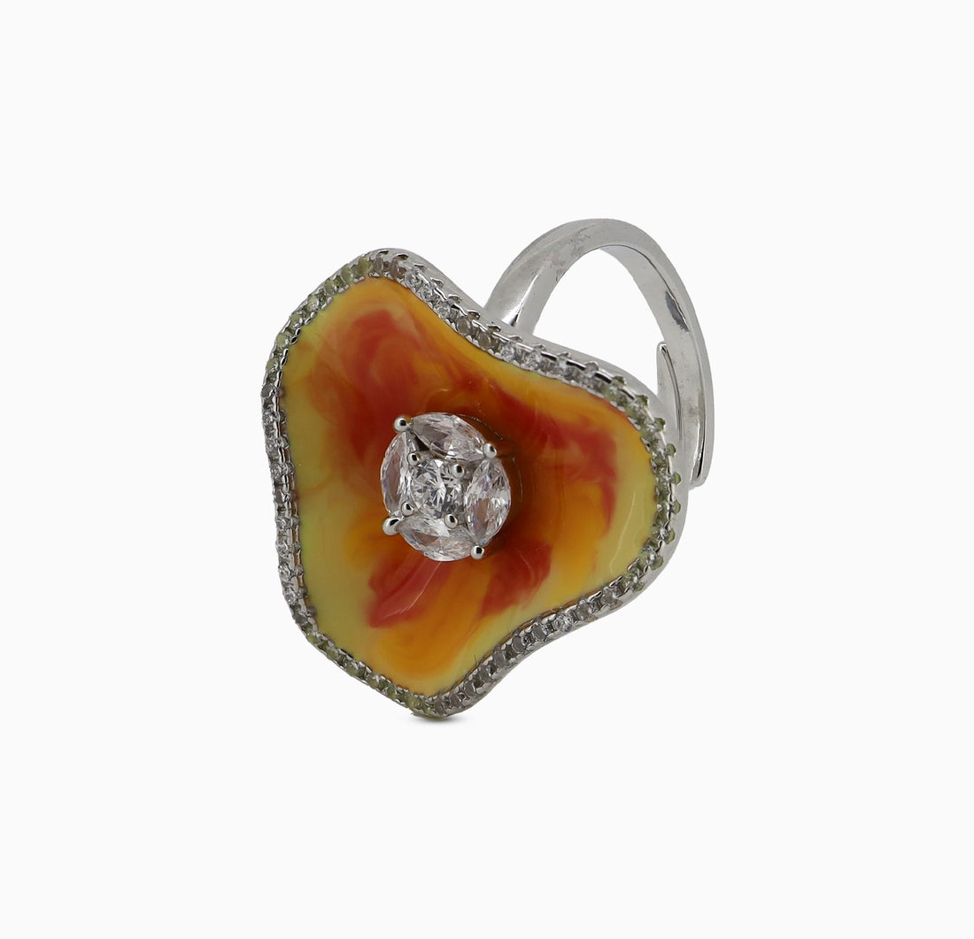 Pure Silver Orange Agate Designer Ring -Made With Pure 925 Silver
