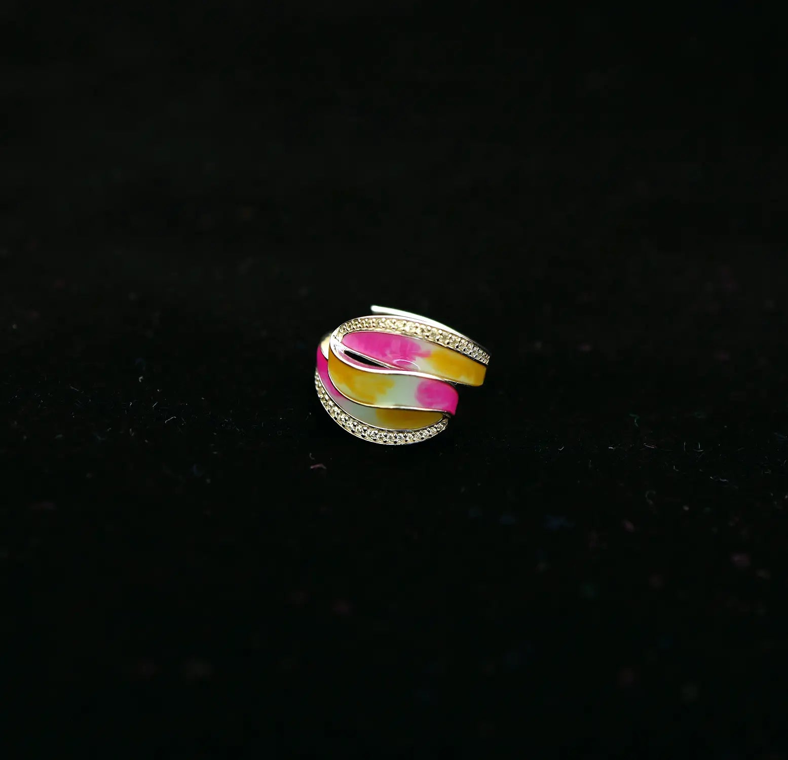 Silver Multicolor Enamel Wave Ring - Made With Pure 925 Silver
