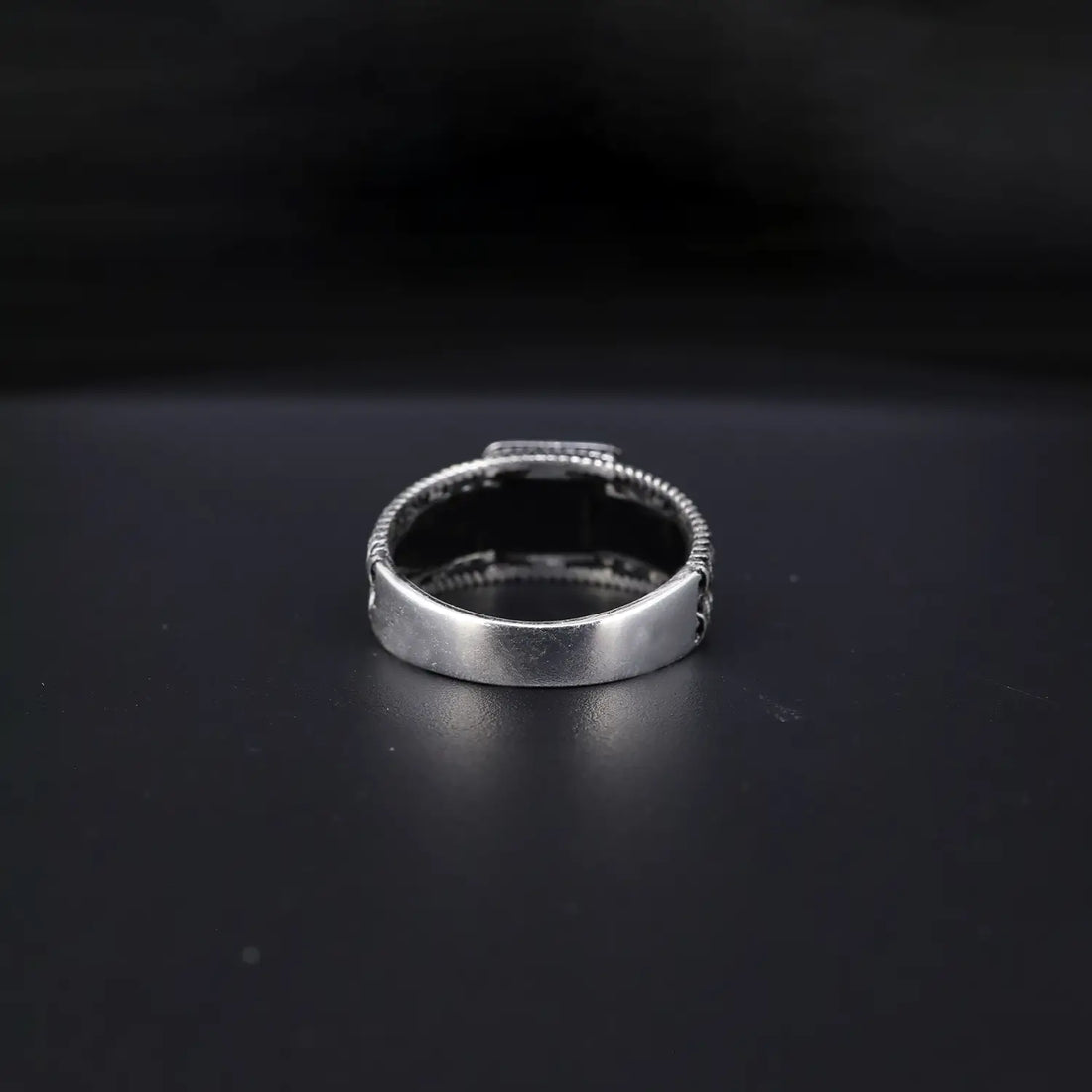 Oxidised Silver Ring with & Black Stone - Made With Pure 925 Silver