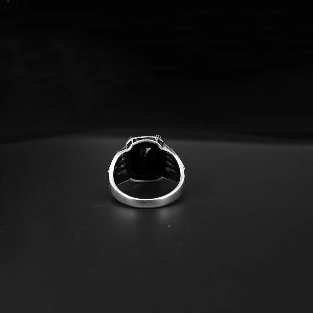 Oxidised Silver Ring with Bold Black Stone - Made With Pure 925 Silver