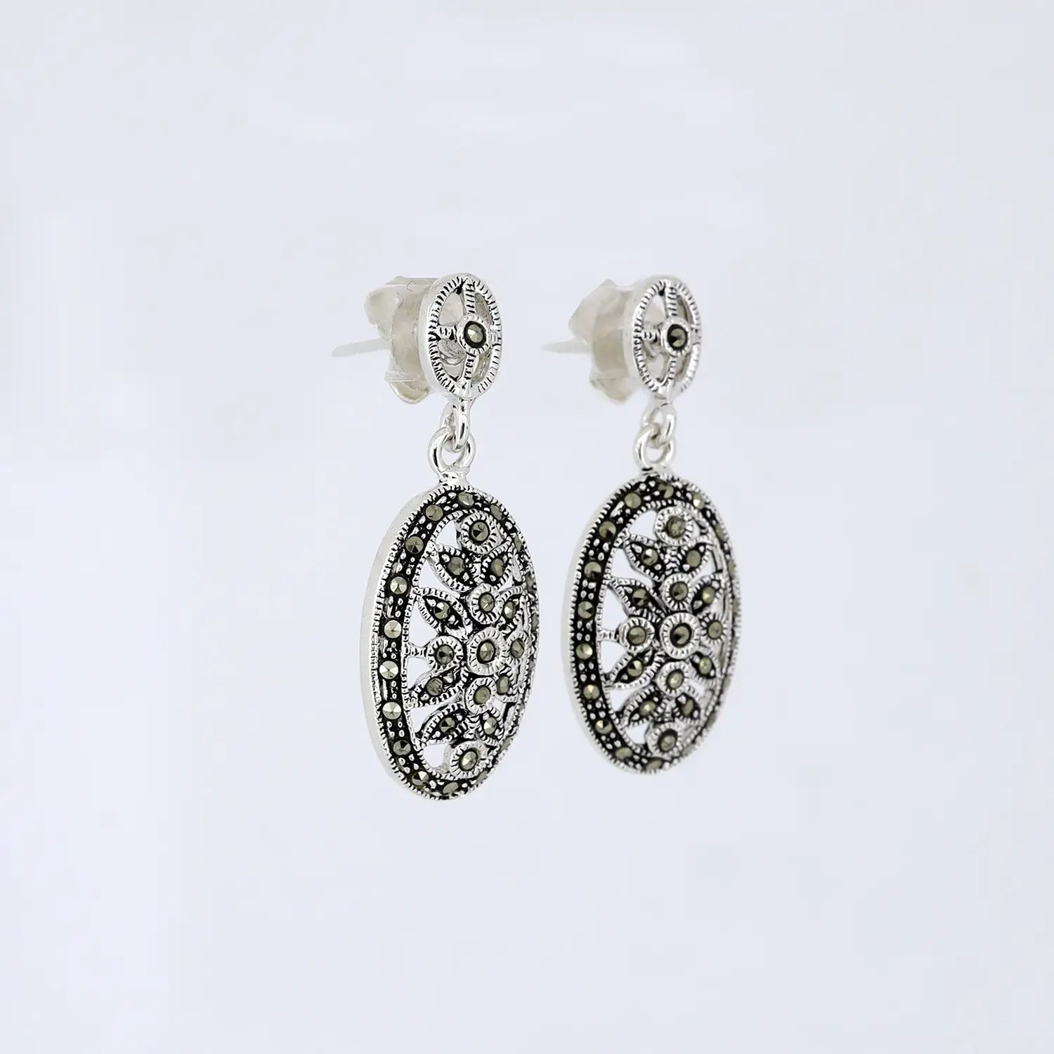 Elegant Oxidized Silver Drop Earrings- Made With Pure 925 Silver