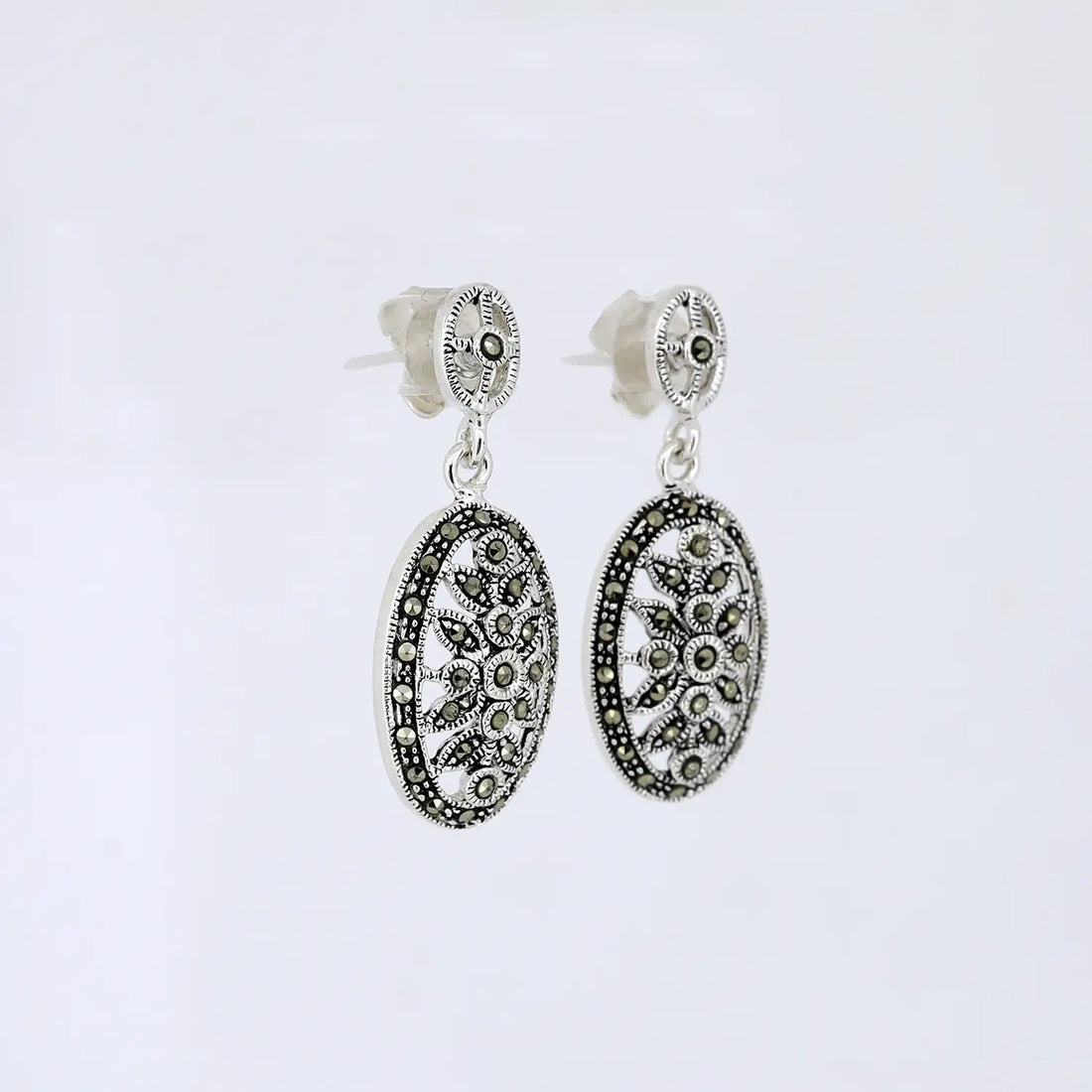 Elegant Oxidized Silver Drop Earrings- Made With Pure 925 Silver