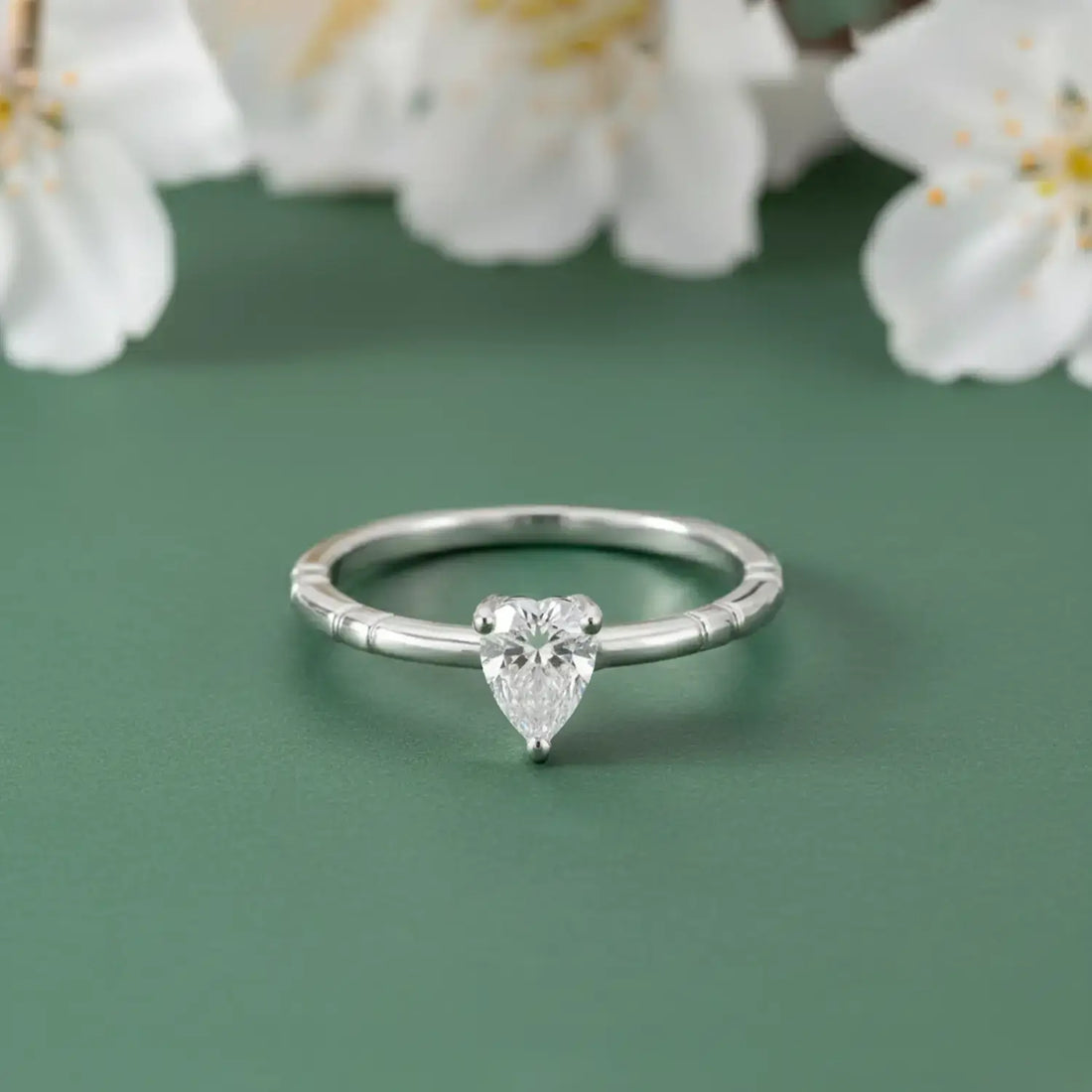 Pure Silver Teardrop Solitaire Ring - Made With Pure 925 Silver