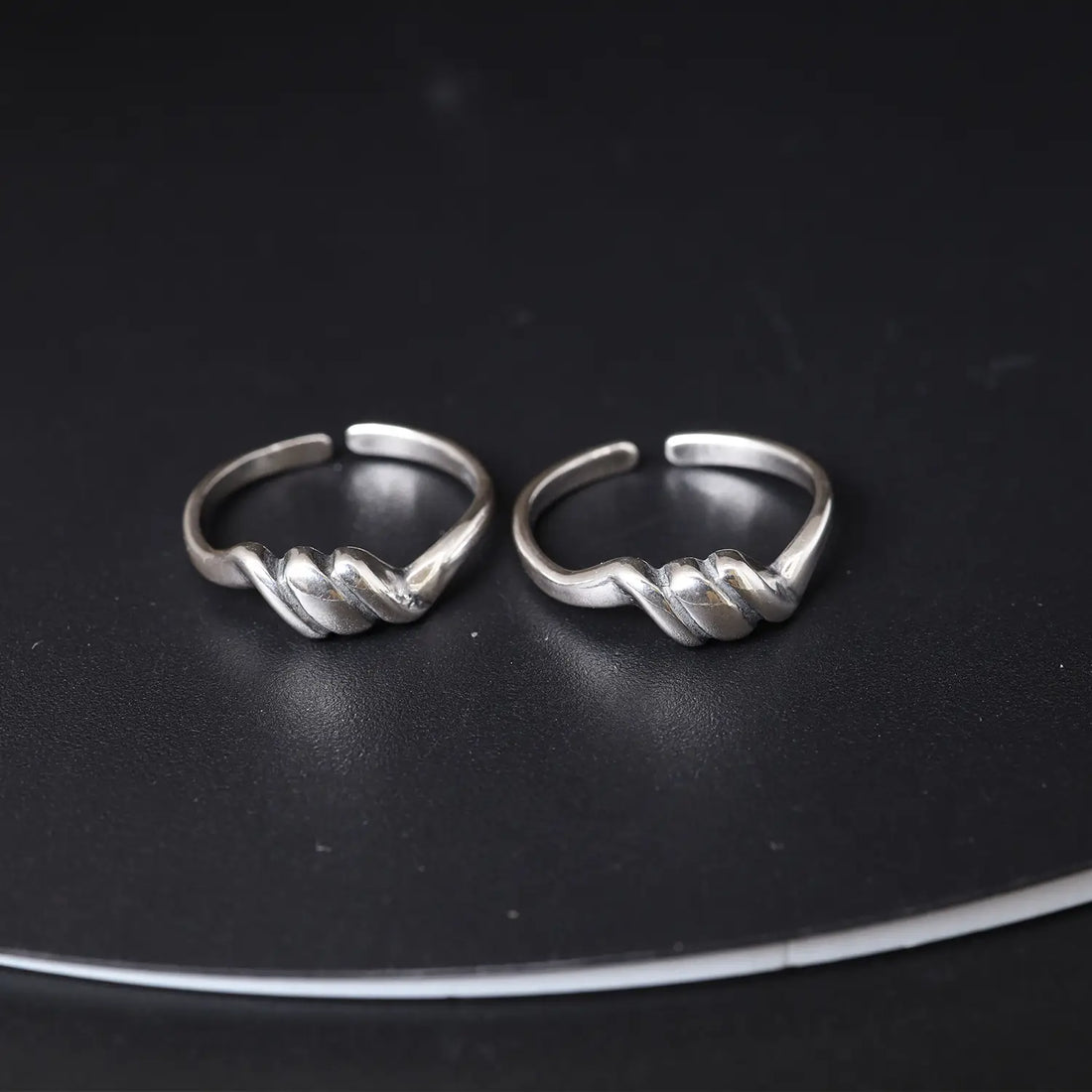 Elegant Twisted Wave Pure Silver Toe Rings- Made With Pure 925 Silver