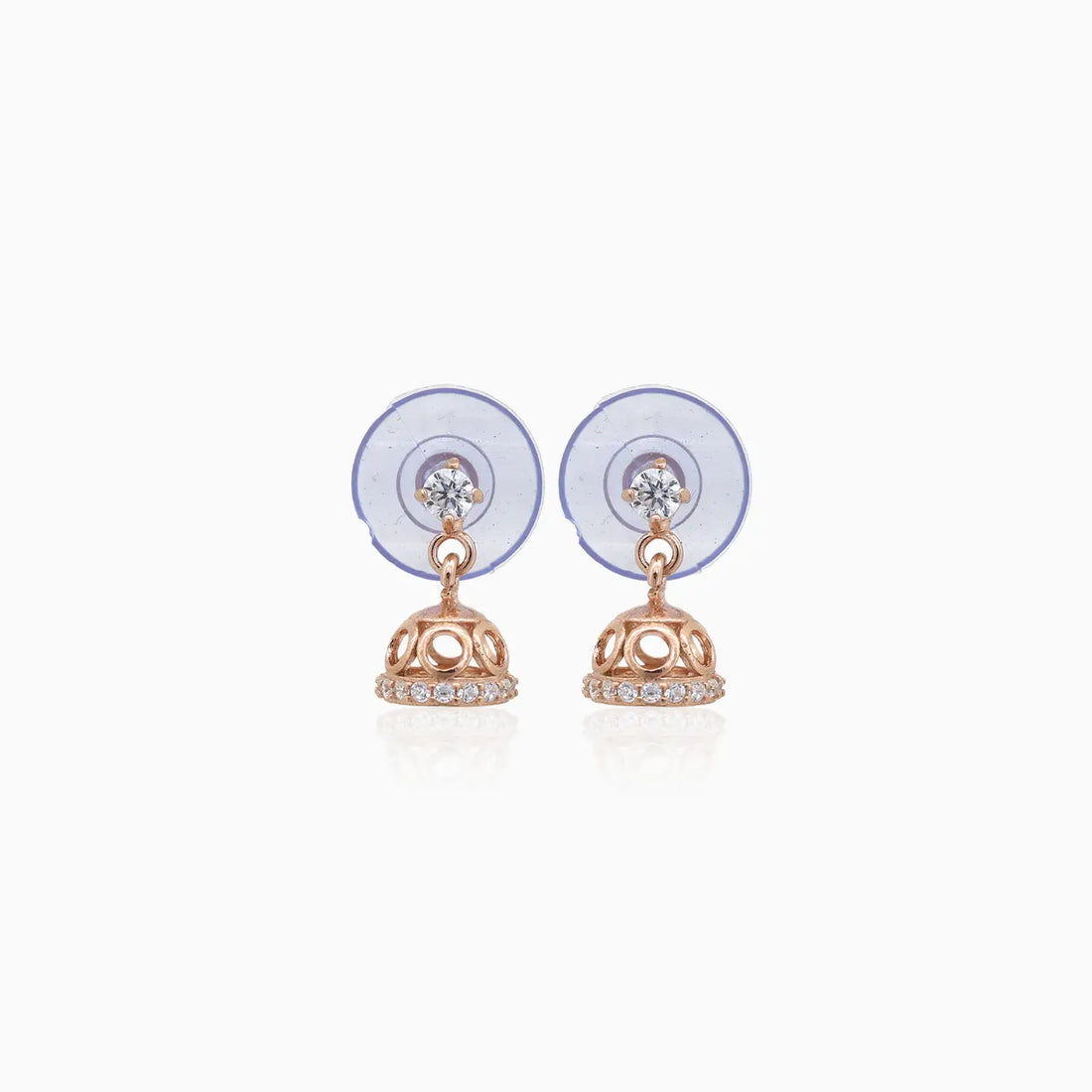 Rose Gold Charm Silver Jhumki Drop Earrings- Made With Pure 925 Silver