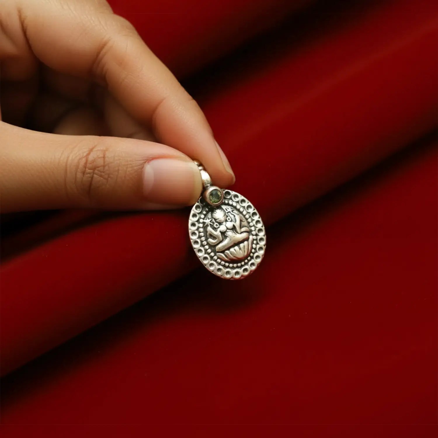Pure Silver Goddes Laxmi Pendant- Made With Pure 925 Silver