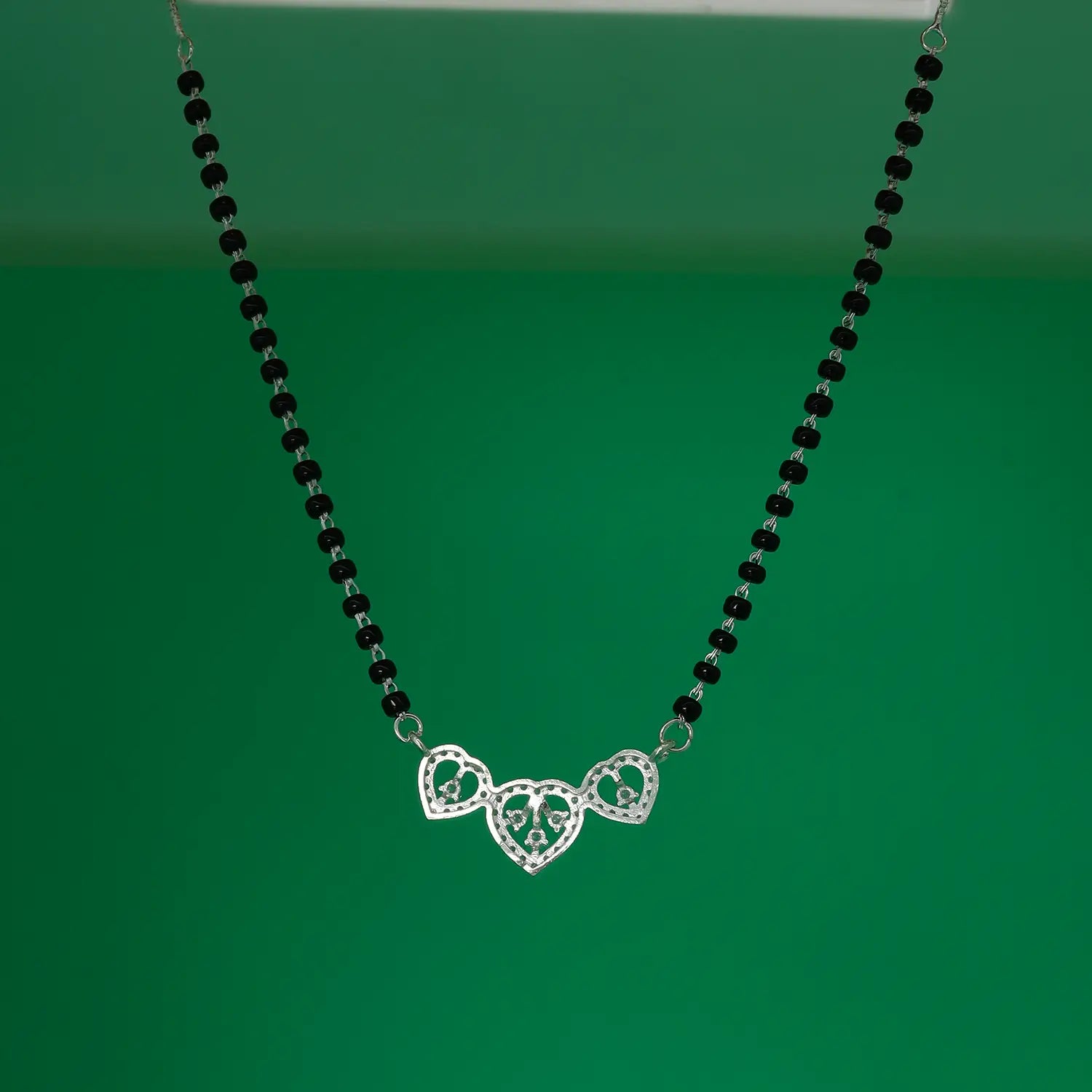 Elegant Triple Heart Silver Mangalsutra - Made With Pure 925 Silver