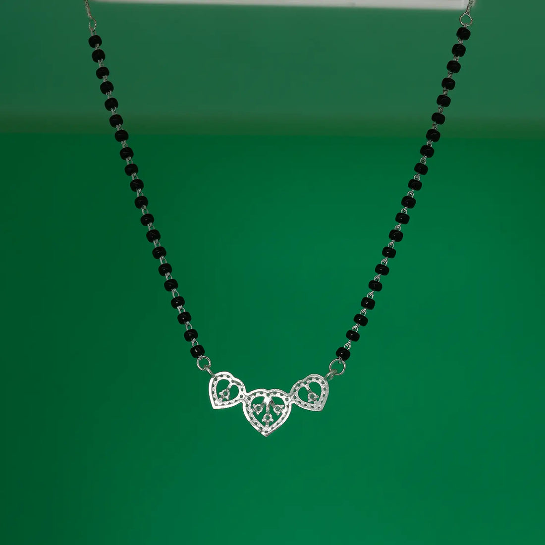 Elegant Triple Heart Silver Mangalsutra - Made With Pure 925 Silver