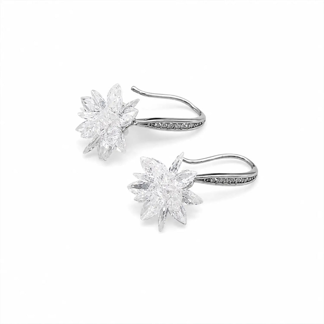 Crystal Bloom Hook Earrings - Made With Pure 925 Silver