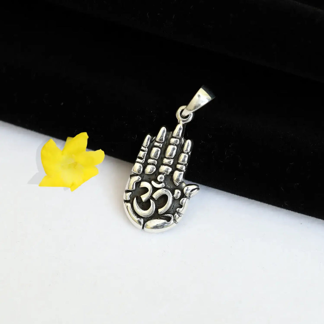 Sacred Om Hand Silver Pendant- Made With Pure 925 Silver