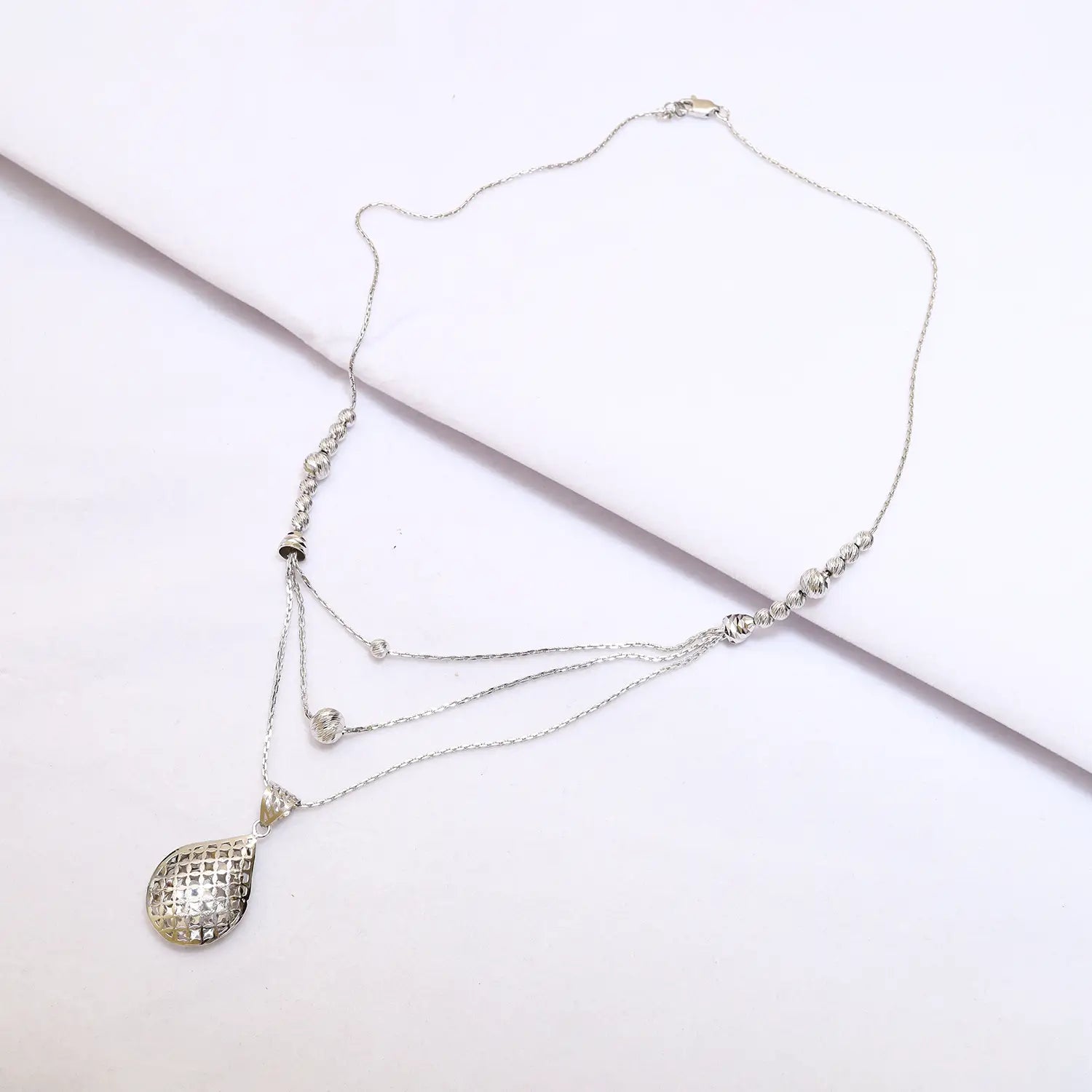 Elegant Layered Drop Pure Silver Necklace Set- Made With Pure 925 Silver