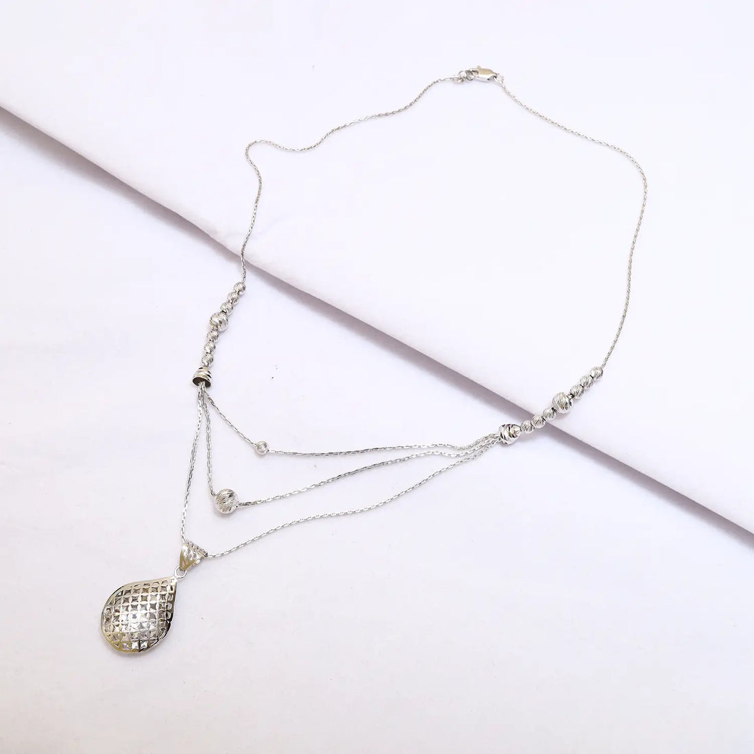 Elegant Layered Drop Pure Silver Necklace Set- Made With Pure 925 Silver