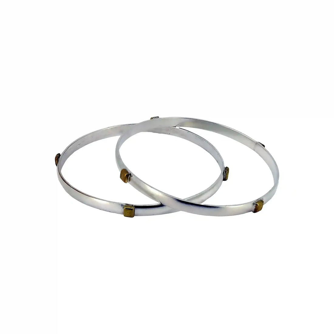 Pure Silver Bangles with Brass DetailingPure Silver Bangles with Brass Detailing